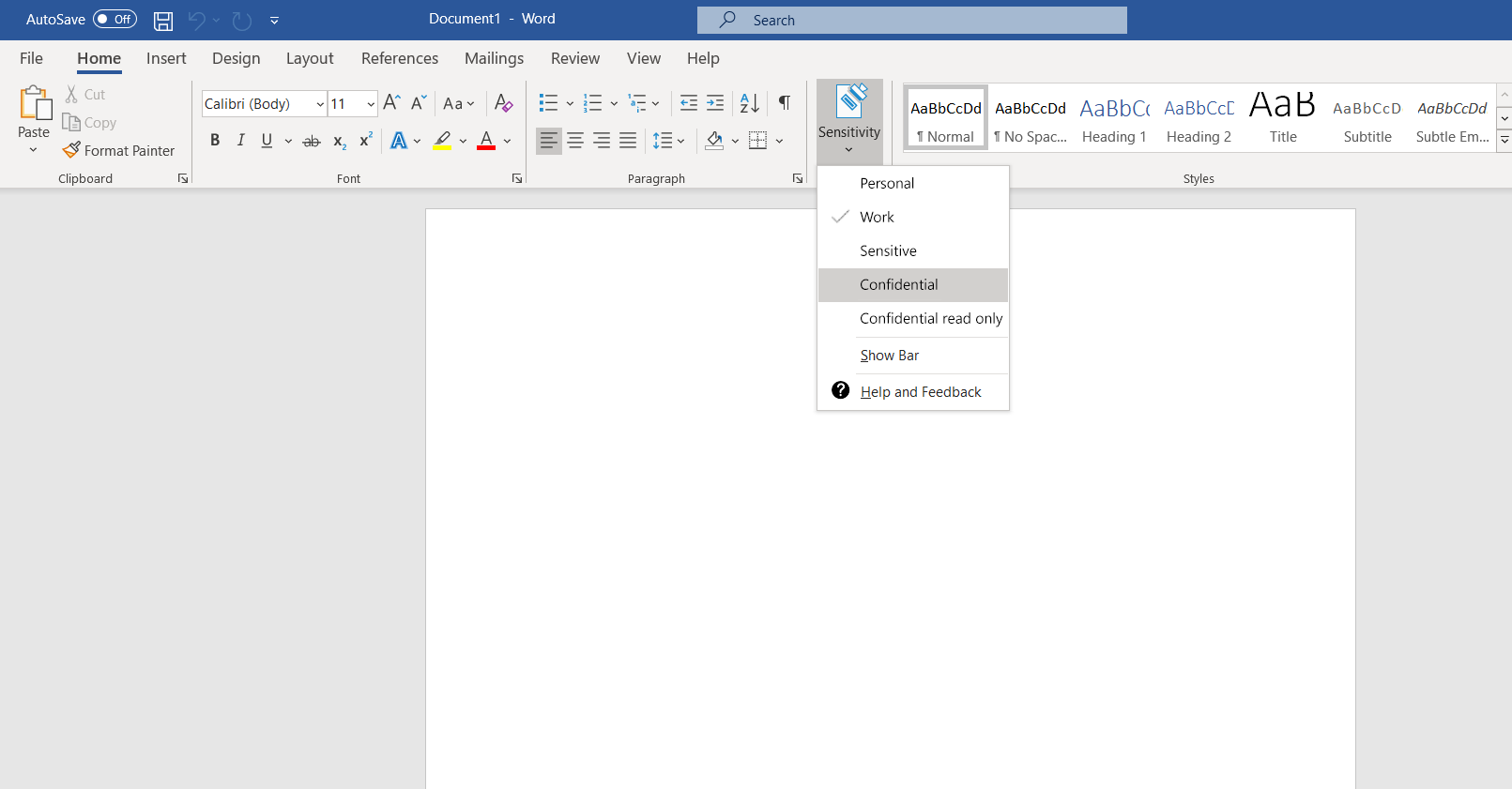 Sensitiviy Labels in Microsoft Office